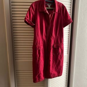 Talbots cotton button down dress w/short cuffed sleeves SZ 12 pockets